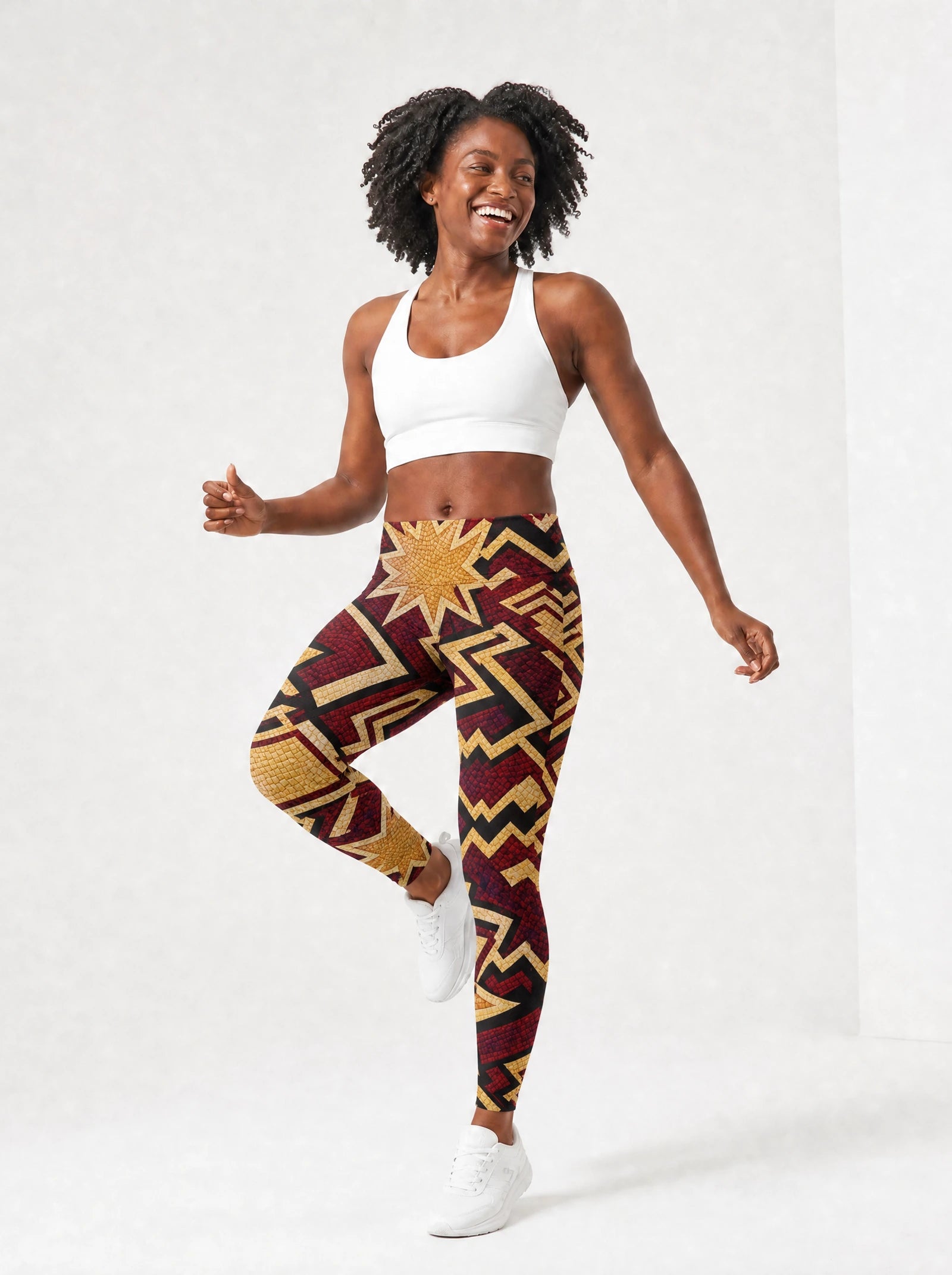 Burgundy Sheba Leggings — full body view on model