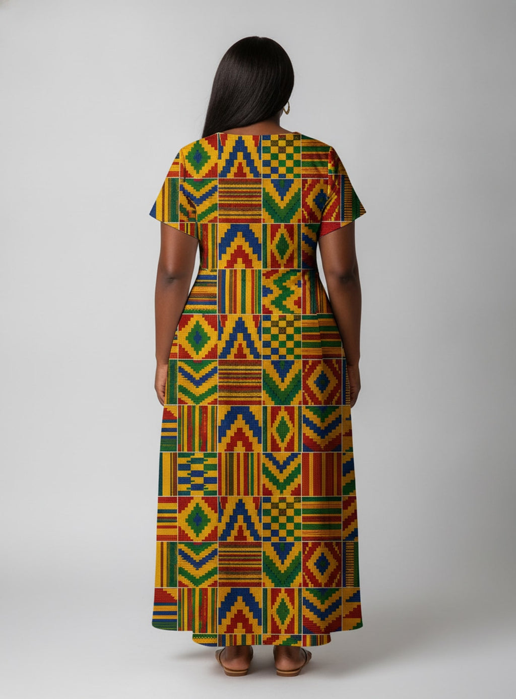 "Kumasi" Short Sleeve Maxi Dress