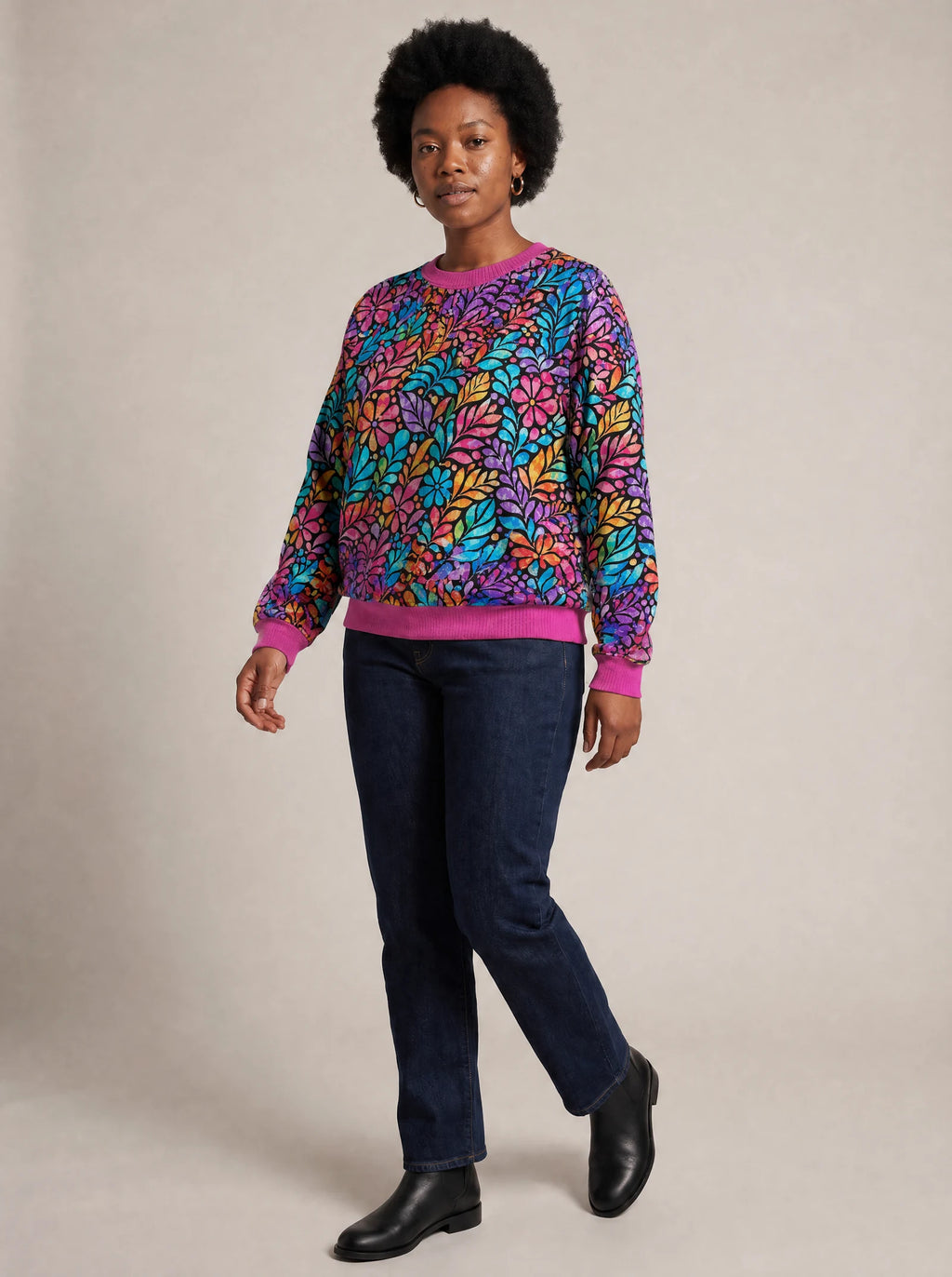 "Rangi" Sweatshirt — three-quarter view on model