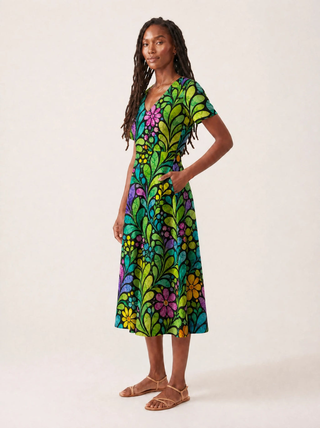 "Zumaridi" V Neck Midi Dress Promo