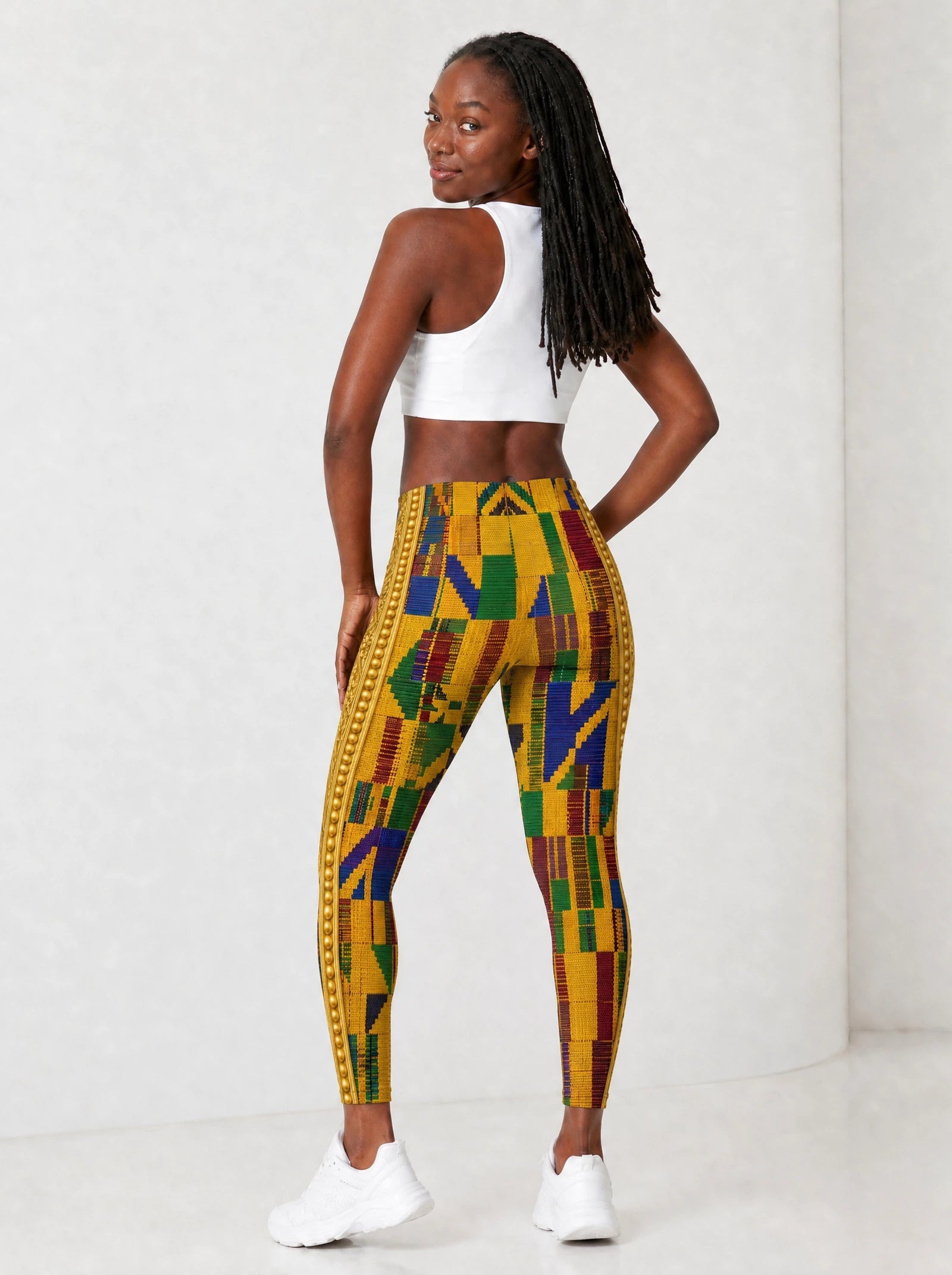 "Kente" Leggings — full body view on model