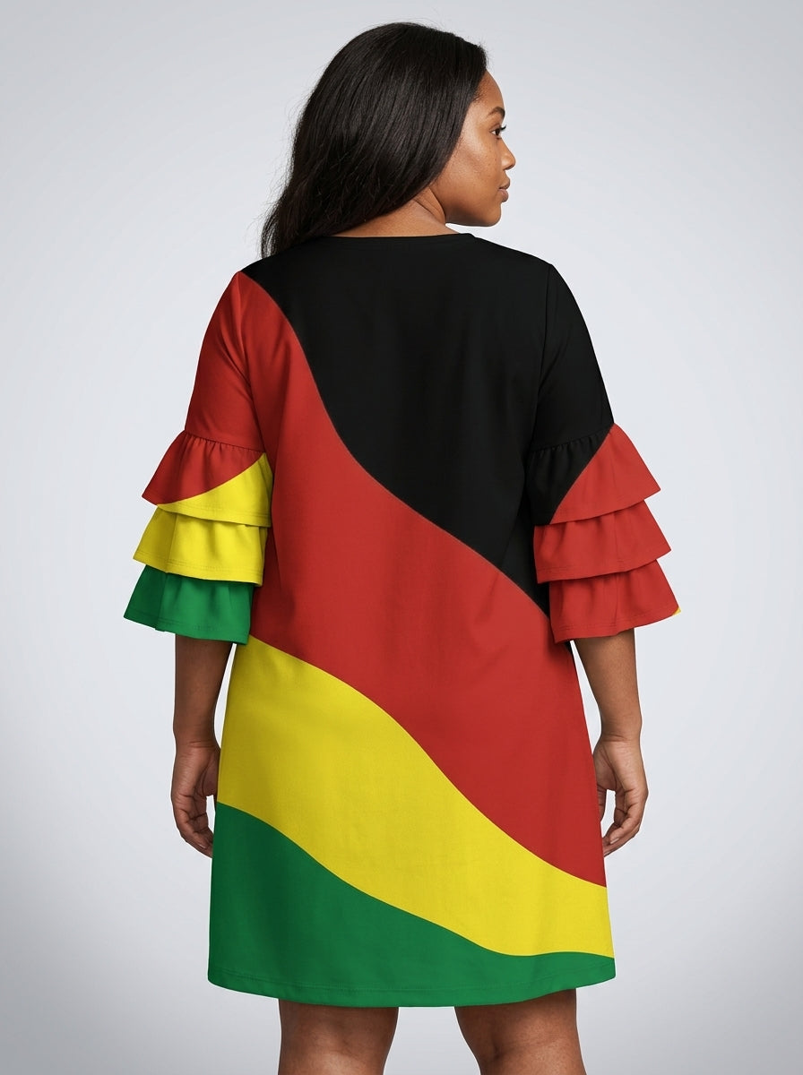 Black History Stacked Ruffle Sleeve Dress