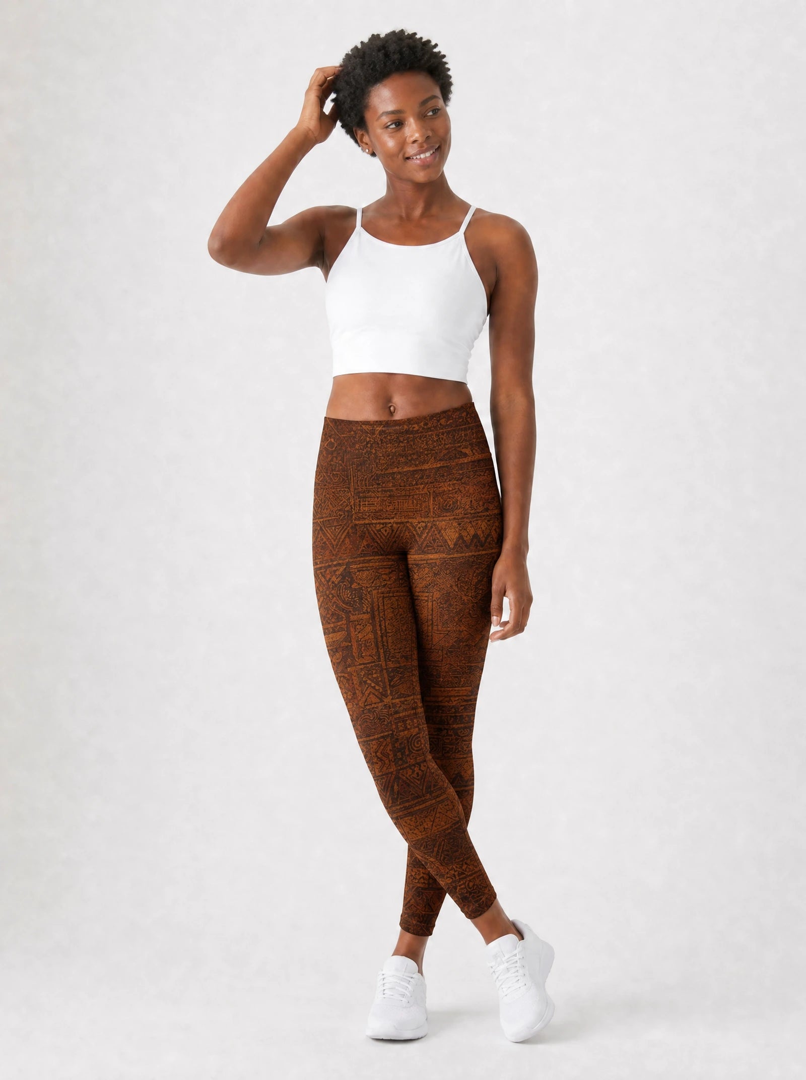 Black Girl Magic Leggings — full body view on model
