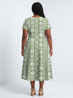"Oshun Verde" Sweetheart Midi Dress