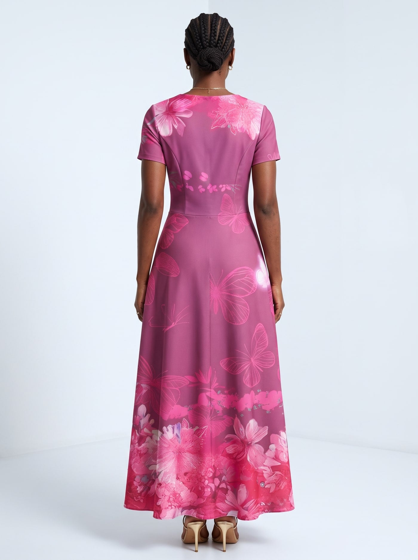 Pink Orchid Short Sleeve Maxi Dress