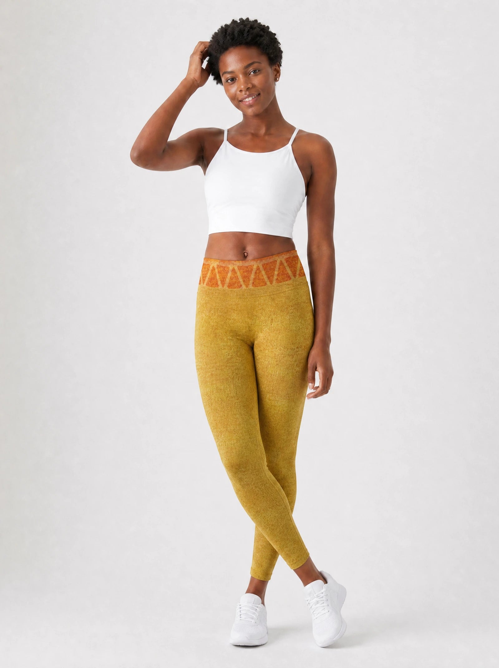 Black Excellence Leggings — full body view on model