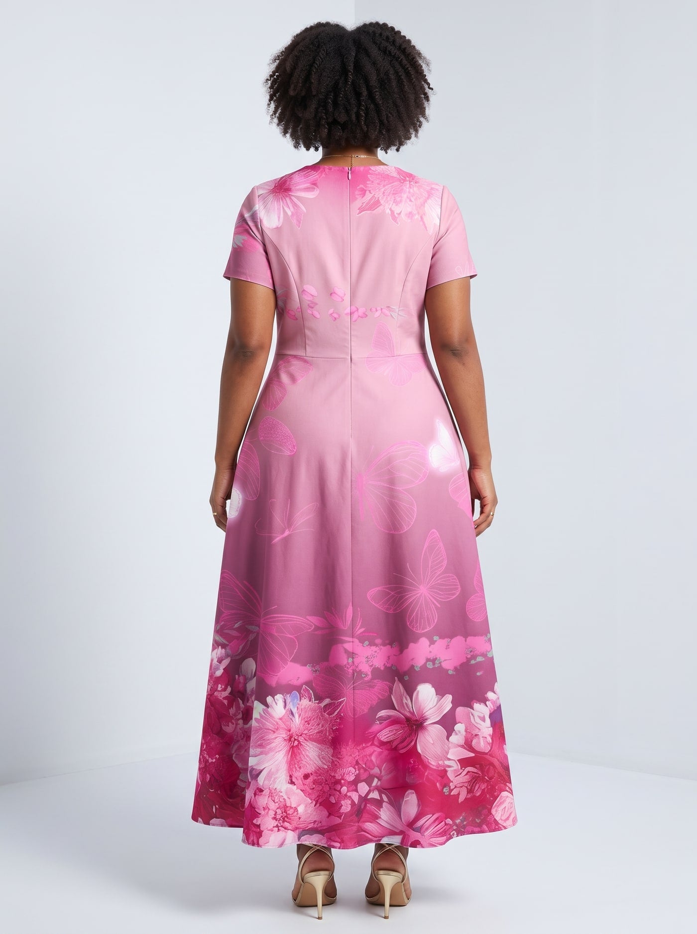 "Imani" Wild Rose Short Sleeve Maxi Dress