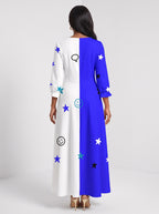 "Feeling Blacknificient Blue" Long Sleeve Maxi Dress