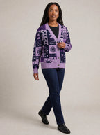 "Lavenda" Knitted Cardigan — three-quarter view on model