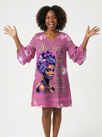 Pink Orchid Stacked Ruffle Sleeve Dress
