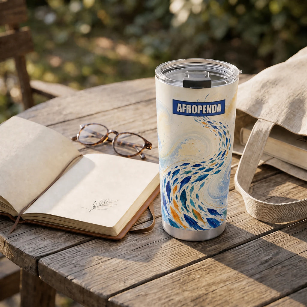 "Samaki" Tumbler — on a garden table beside an open book