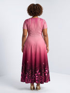 "August Queen Pink" Short Sleeve Maxi Dress
