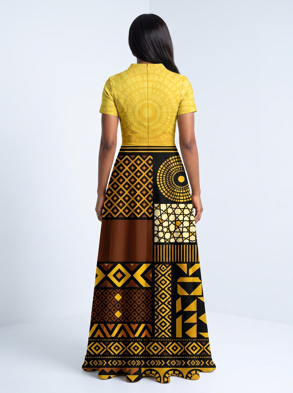 "Manjano" Short Sleeve Maxi Dress