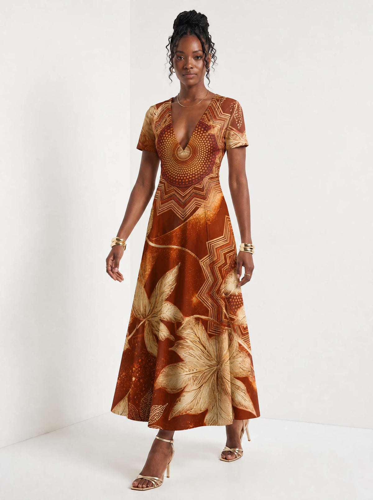 "Joto" Short Sleeve Maxi Dress — front