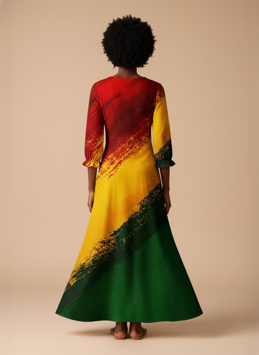 "Uhuru" Long Sleeve Maxi Dress
