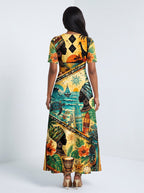 "Safari" Short Sleeve Maxi Dress