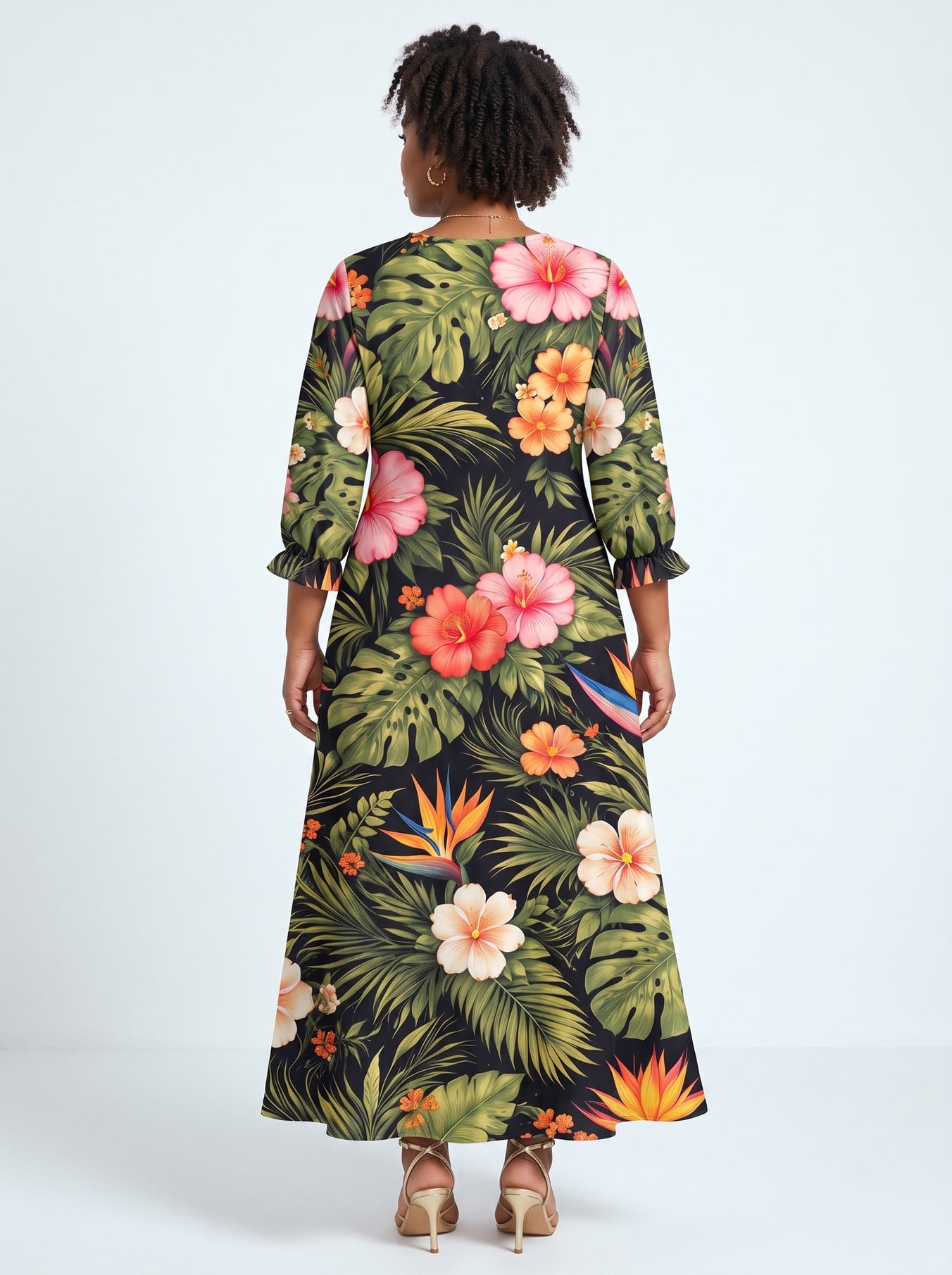 "Kasuku" Long Sleeve Maxi Dress