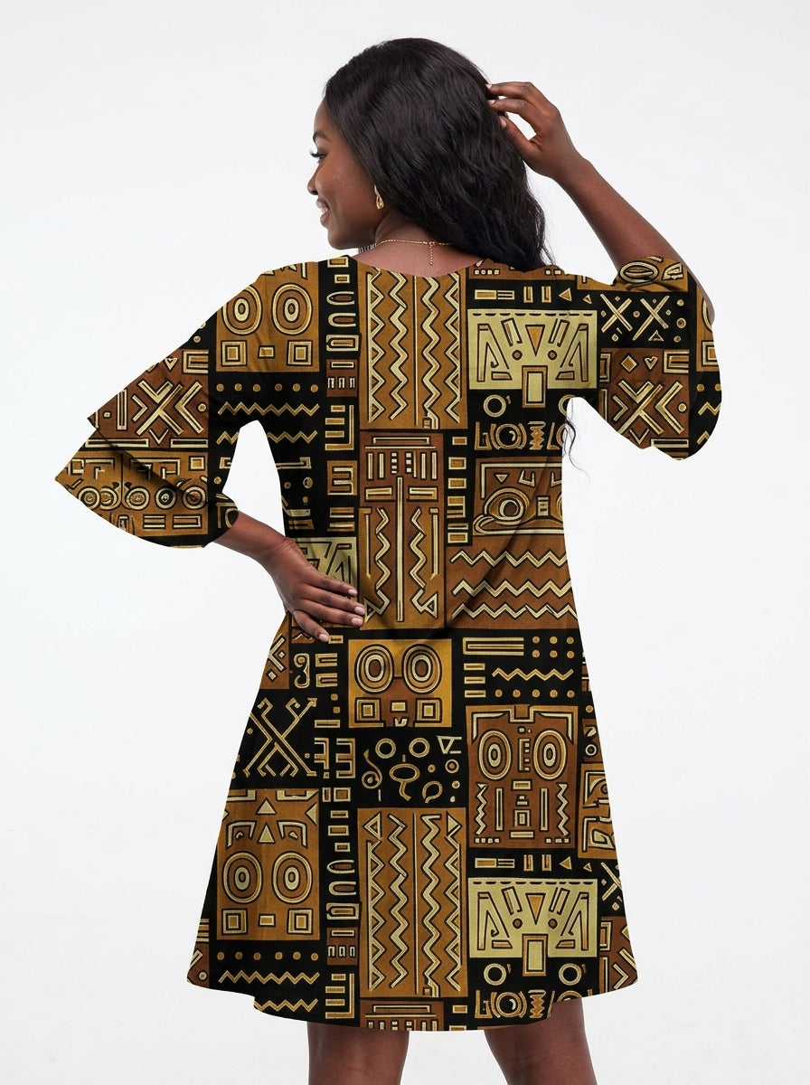"Sankofa" Stacked Ruffle Sleeve Dress