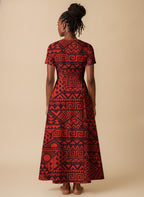 "Shaka" Burgundy Short Sleeve Maxi Dress