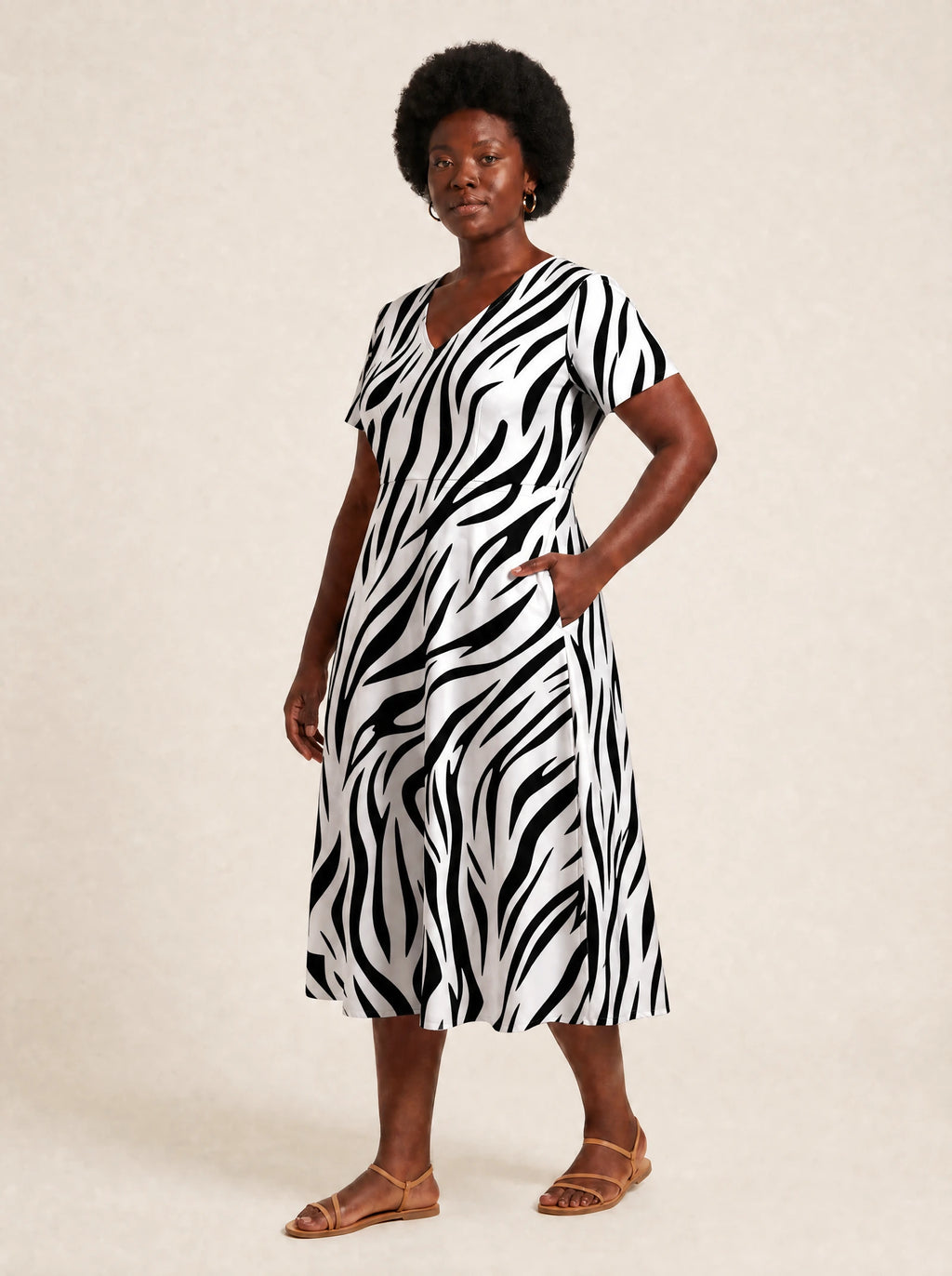 "Milia" V Neck Midi Dress