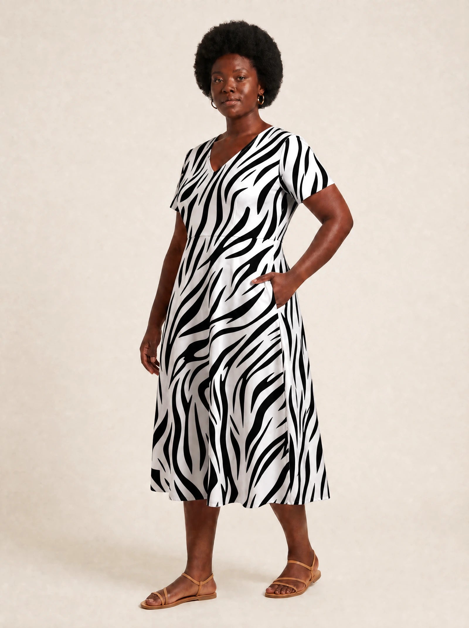 "Milia" V Neck Midi Dress