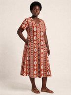 "Oshun Kijani" V Neck Midi Dress