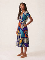 "Johari" V Neck Midi Dress Promo