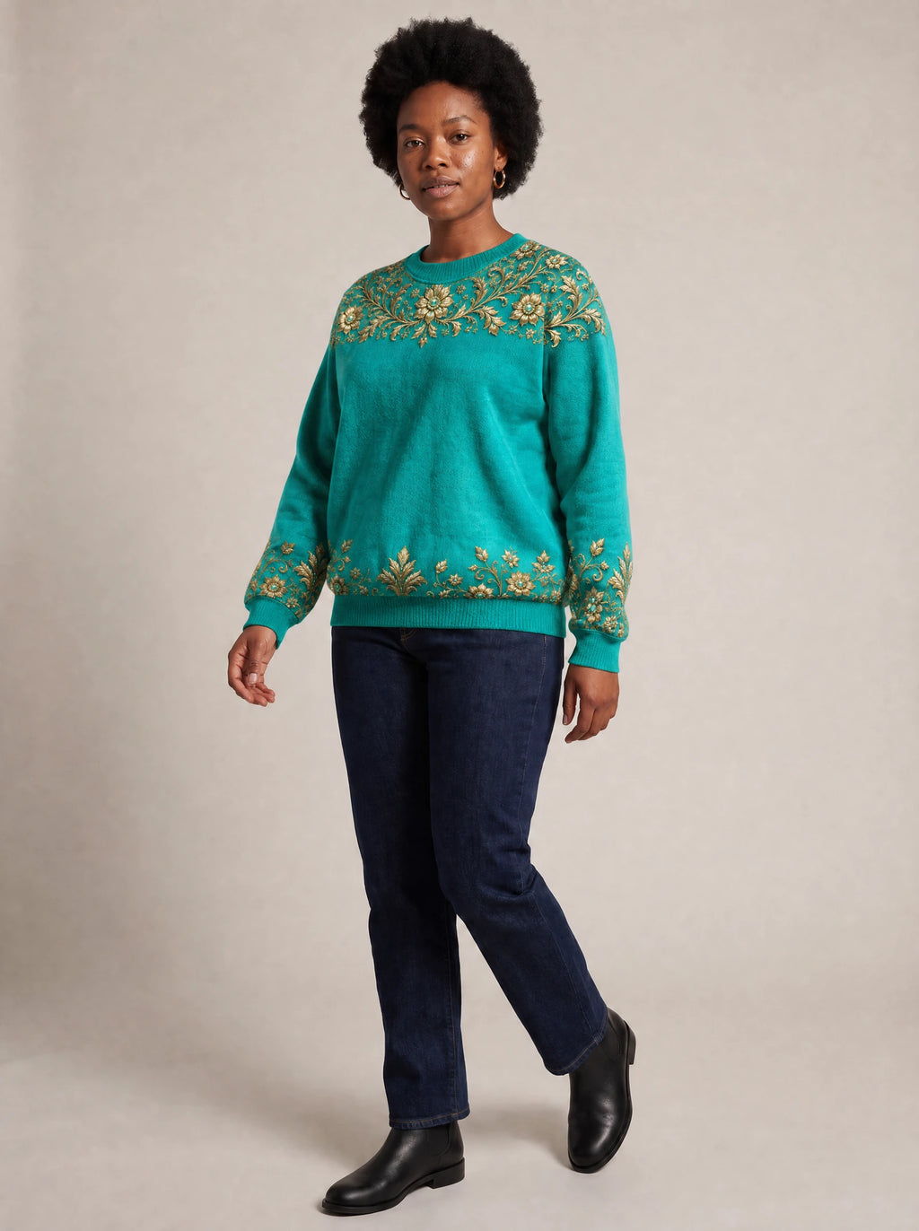 "Heshima" Sweatshirt — three-quarter view on model