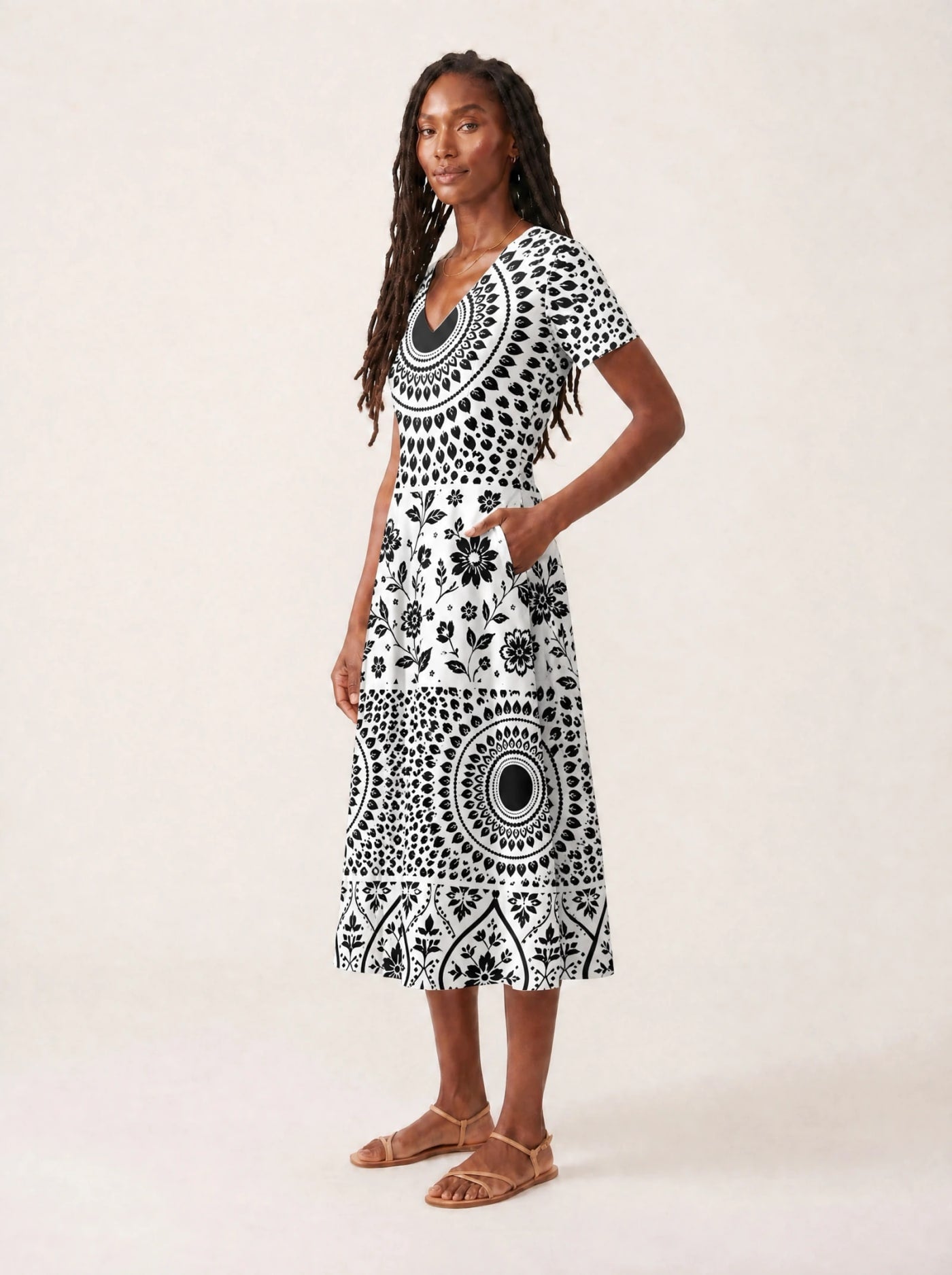 "Mwanga" V Neck Midi Dress Promo