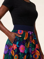 "Bustani" Twirl Skirt — close-up of the waistband and side pocket