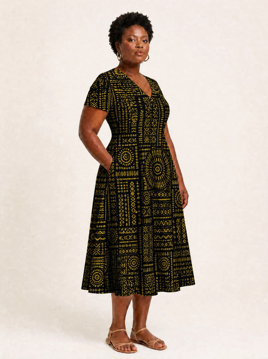 "Lamu" V Neck Midi Dress Promo