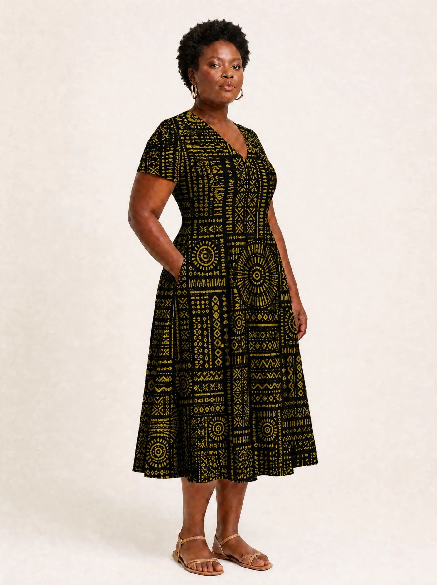 "Lamu" V Neck Midi Dress Promo