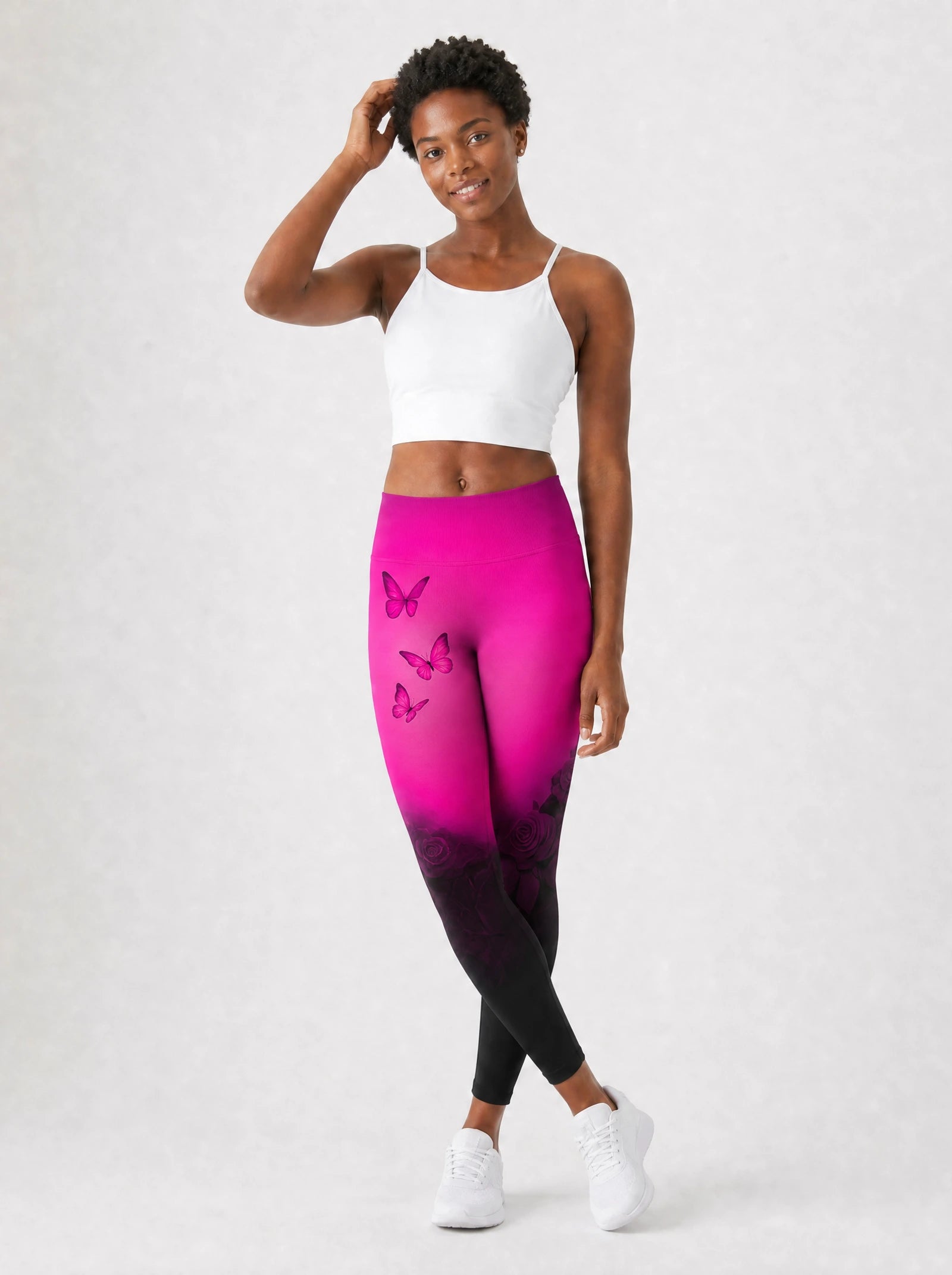 Selah Pink Leggings — full body view on model