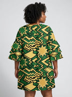 Emerald Sheba Stacked Ruffle Sleeve Dress