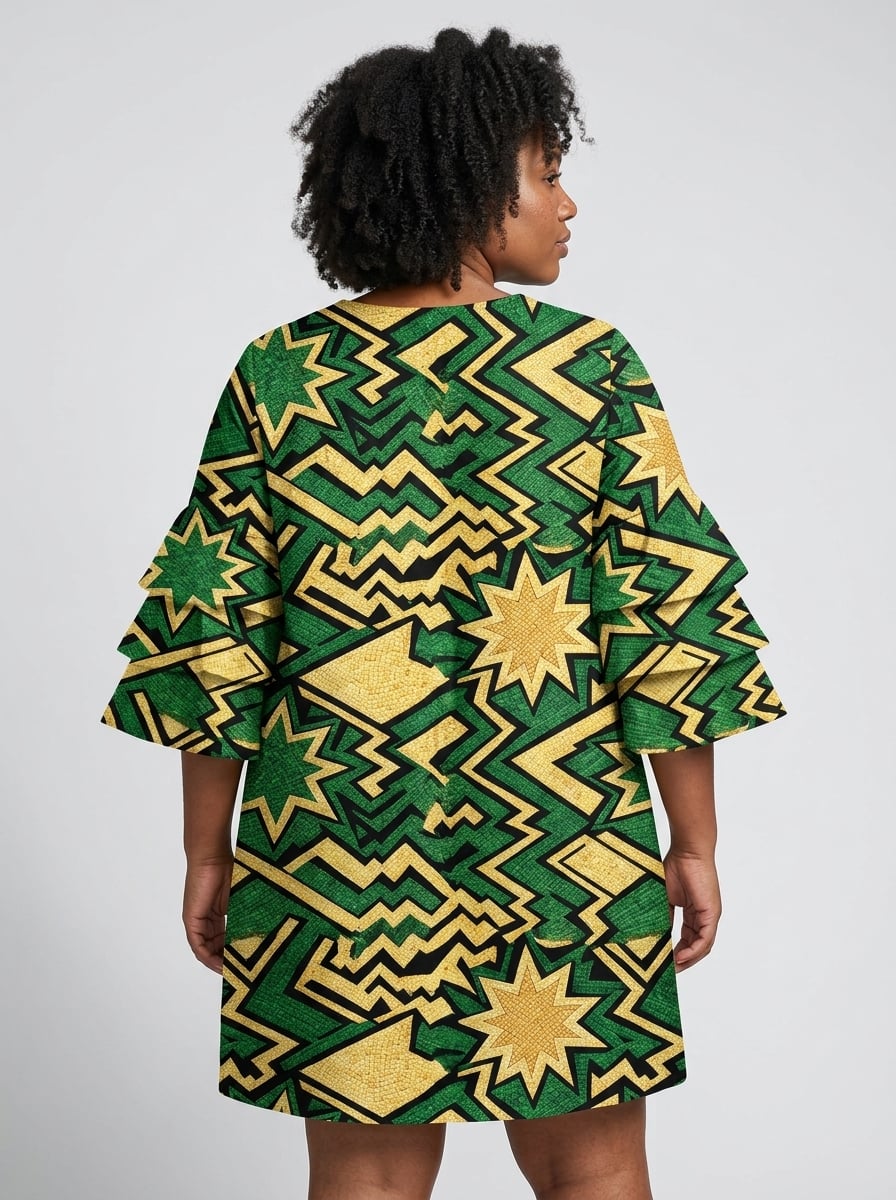 Emerald Sheba Stacked Ruffle Sleeve Dress