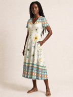 "Alizeti" V Neck Midi Dress