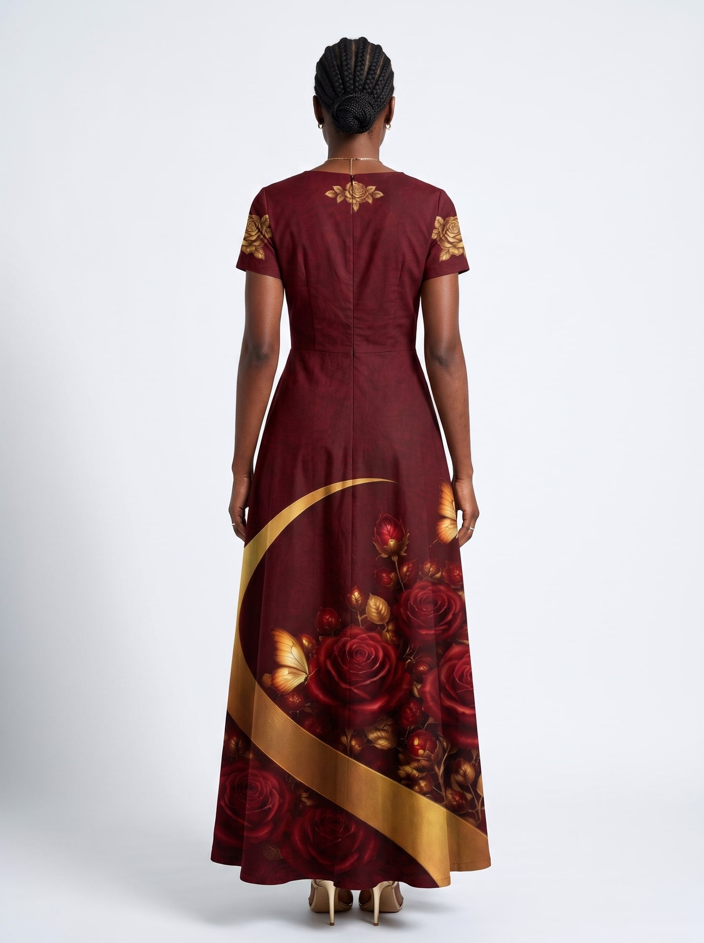 "August Girl Roses" Short Sleeve Maxi Dress