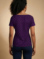 Purple Leopard V-Neck T-Shirt