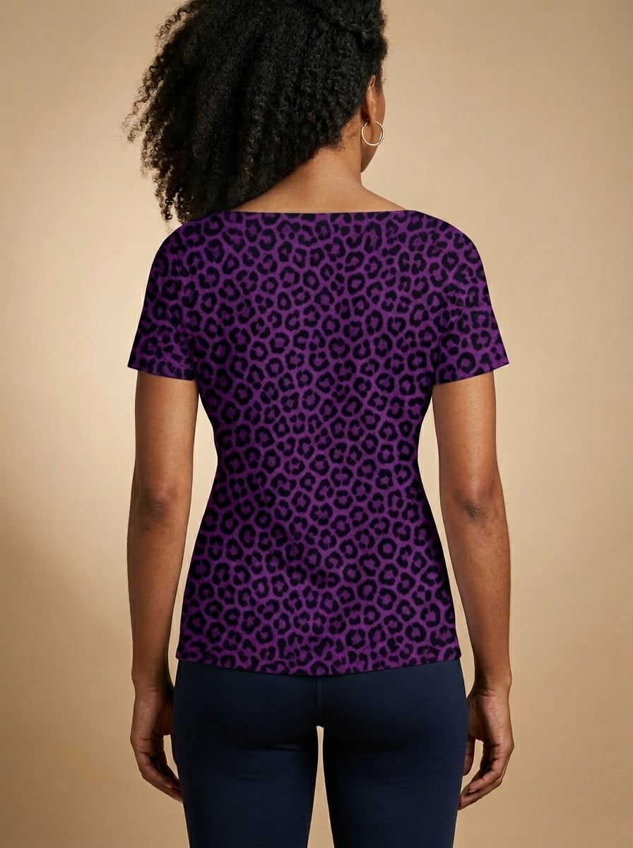 Purple Leopard V-Neck T-Shirt