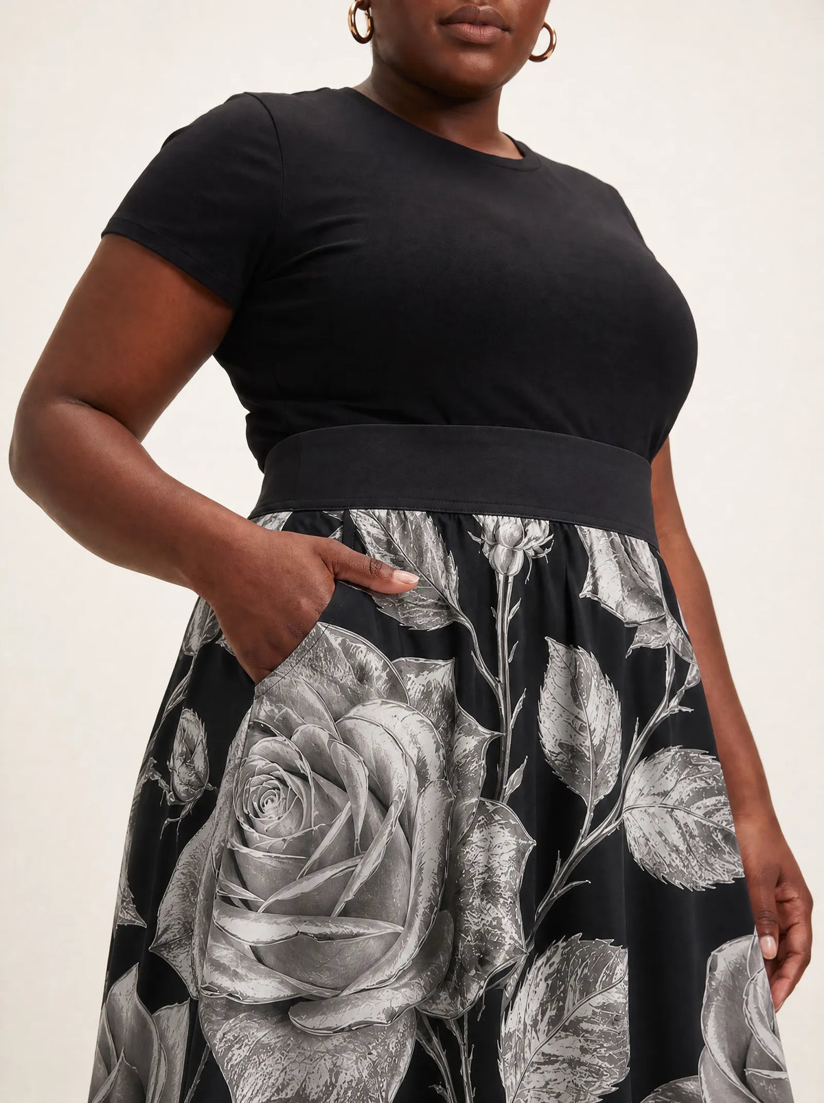 "Usiku" Twirl Skirt — waistband and pocket close-up
