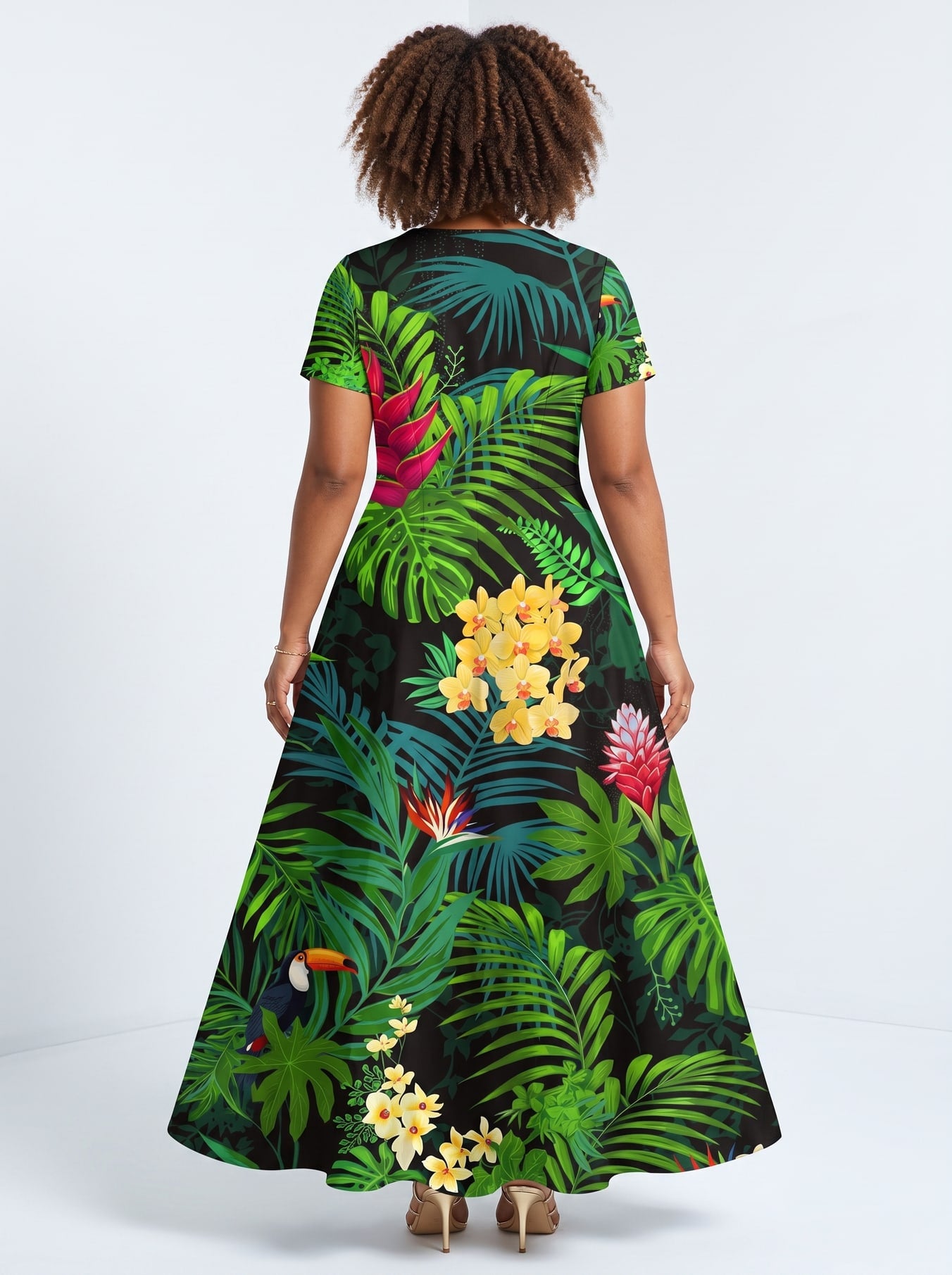 "Kitropiki" Short Sleeve Maxi Dress