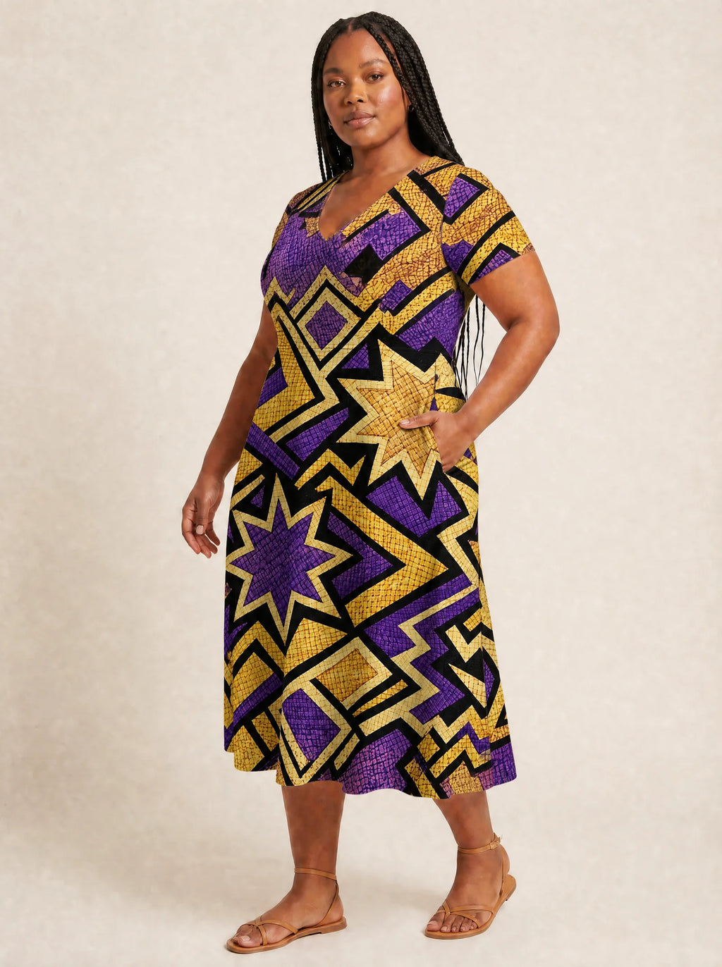 "Sheba" V Neck Midi Dress