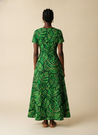 "Asili" Emerald Short Sleeve Maxi Dress