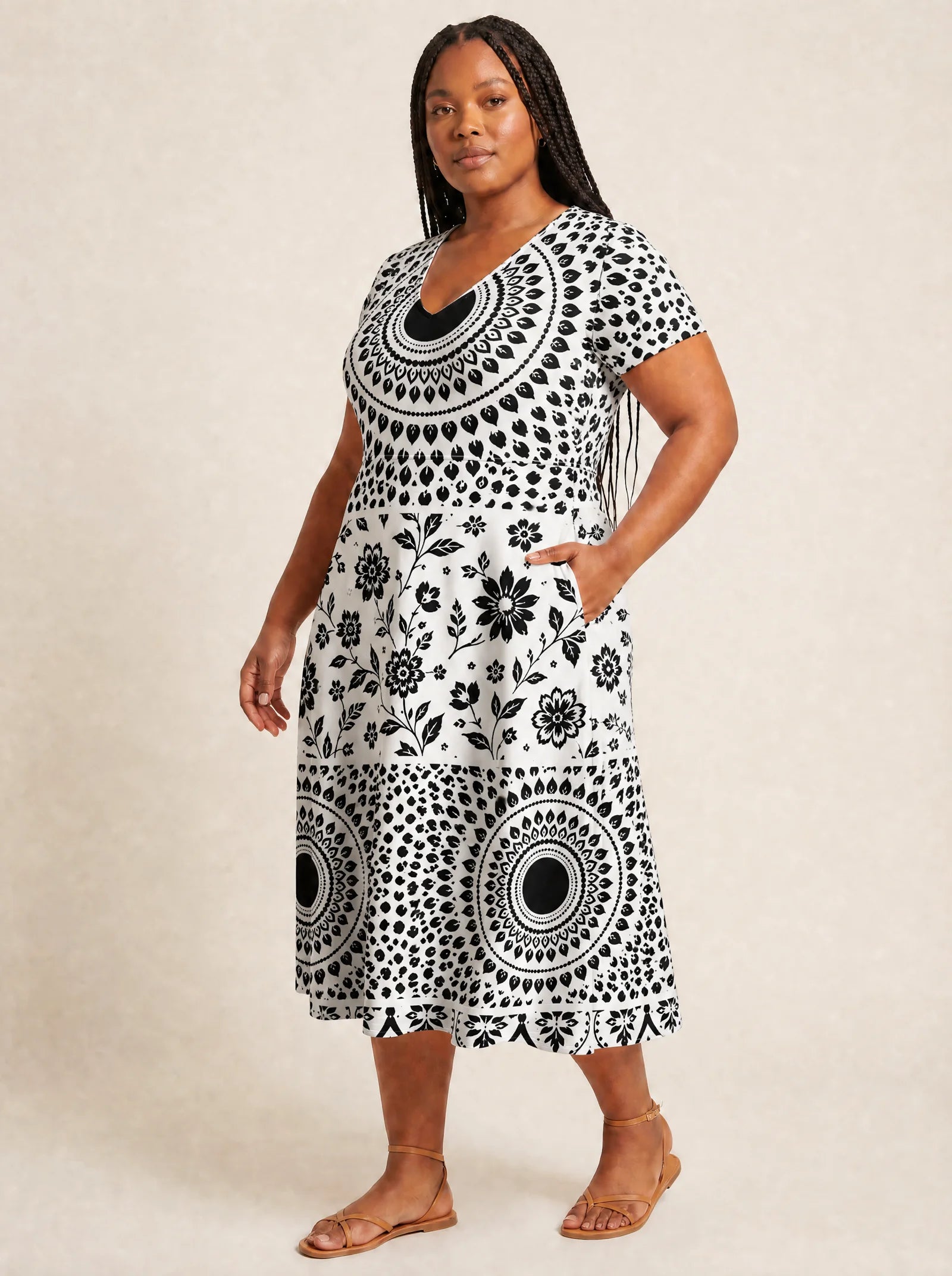 "Mwanga" V Neck Midi Dress