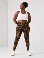 Afrocentric Pattern Leggings — full body view on model