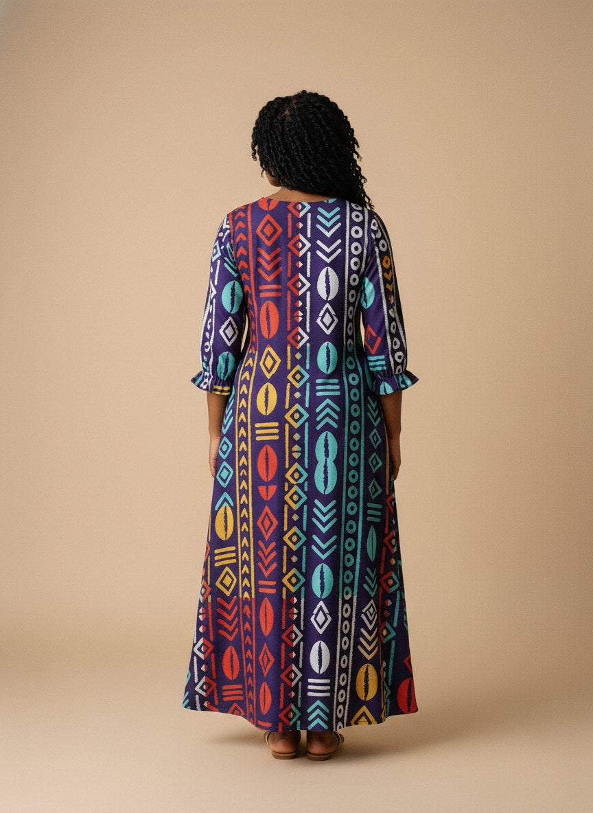 "Oshun Zamani" Long Sleeve Maxi Dress