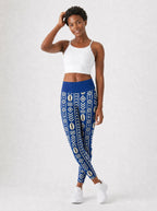 "Oshun" Royal Blue Leggings — full body view on model