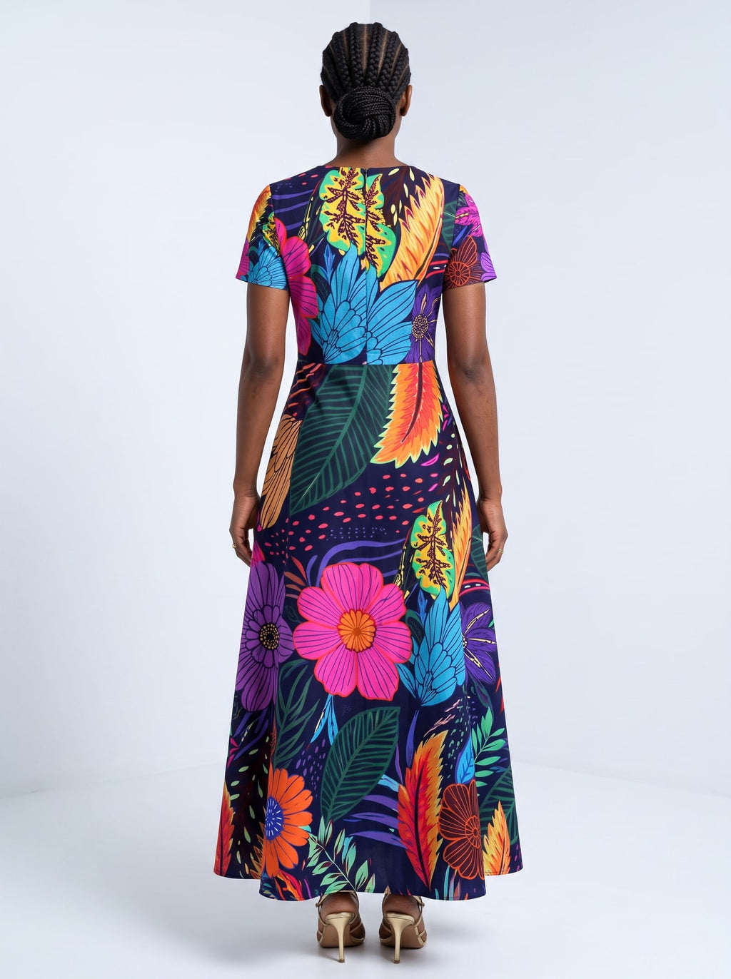 "Bustani" Short Sleeve Maxi Dress