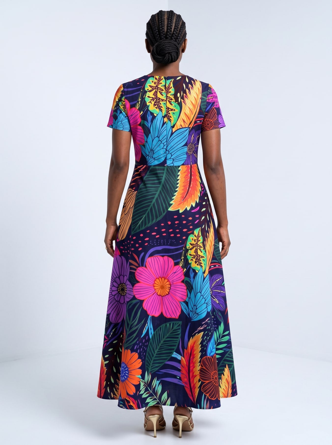 "Bustani" Short Sleeve Maxi Dress