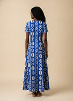 "Oshun" Royal Blue Short Sleeve Maxi Dress